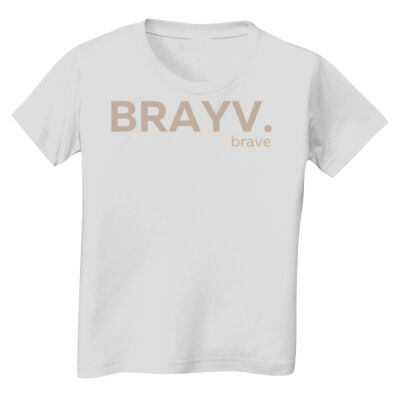 BRAYV- White Toddler Tee (beige writing) Thumbnail